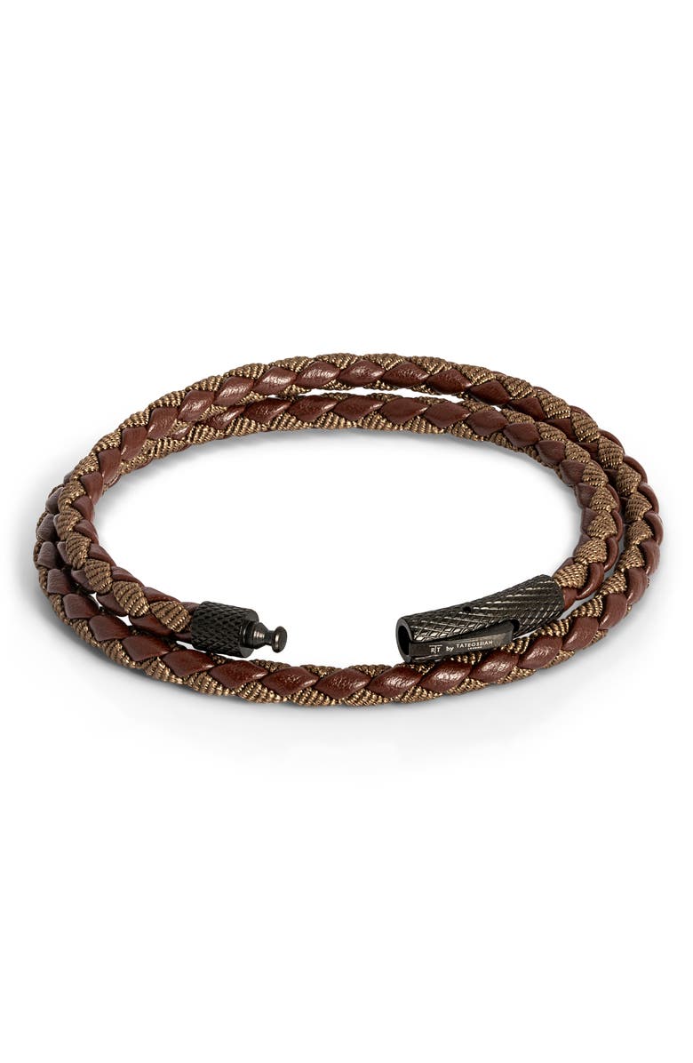 Thompson of London Chelsea Leather Double Wrap Bracelet, Alternate, color, Brown