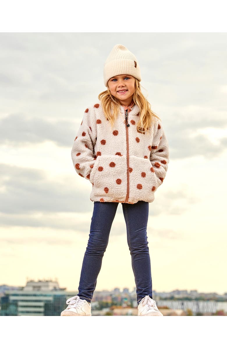 Deux par Deux Little Girl's Reversible Soft Fleece Jacket Pinky Brown With Dots, Alternate, color, 