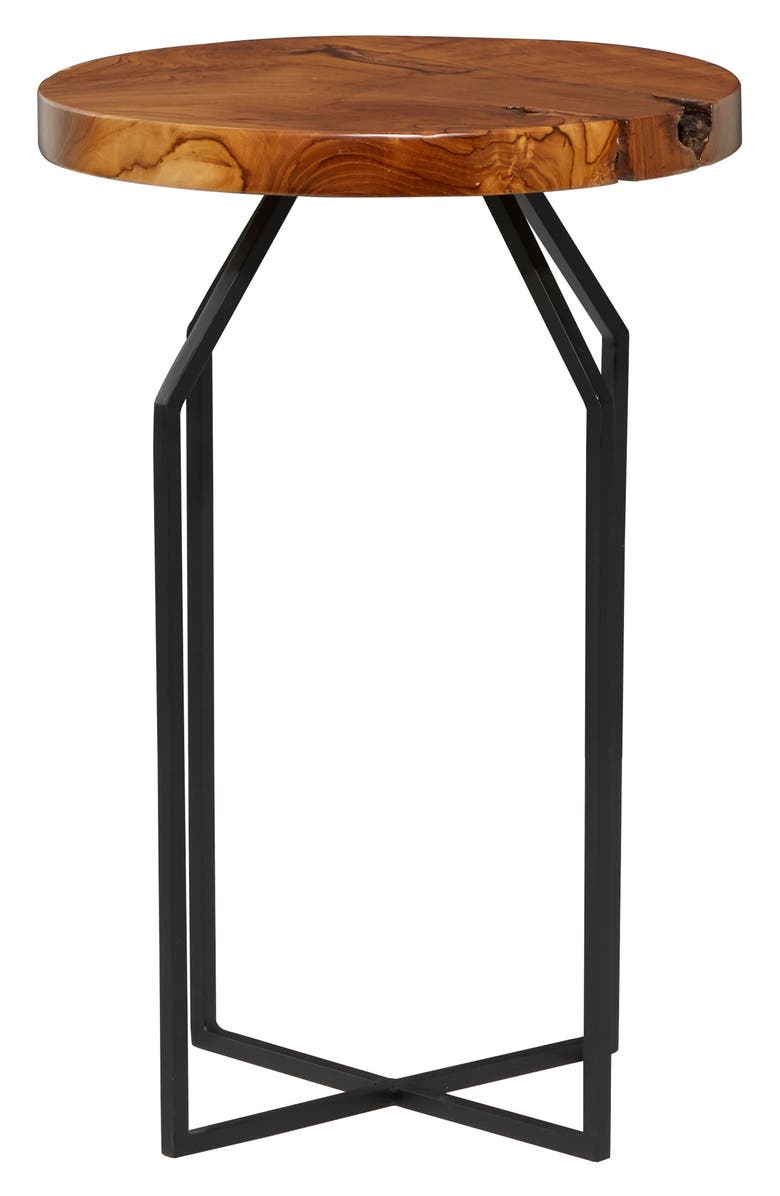 GINGER BIRCH STUDIO Brown Metal Contemporary Accent Table with Black X-Shaped Base, Alternate, color, 