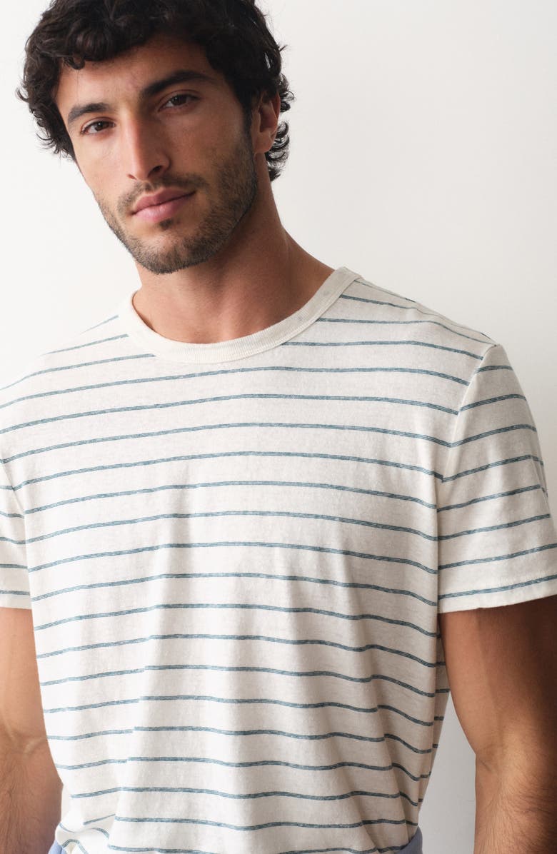 Marine Layer Relaxed Striped Hemp and Cotton T-Shirt, Alternate, color, White/ Mediterranea Stripe