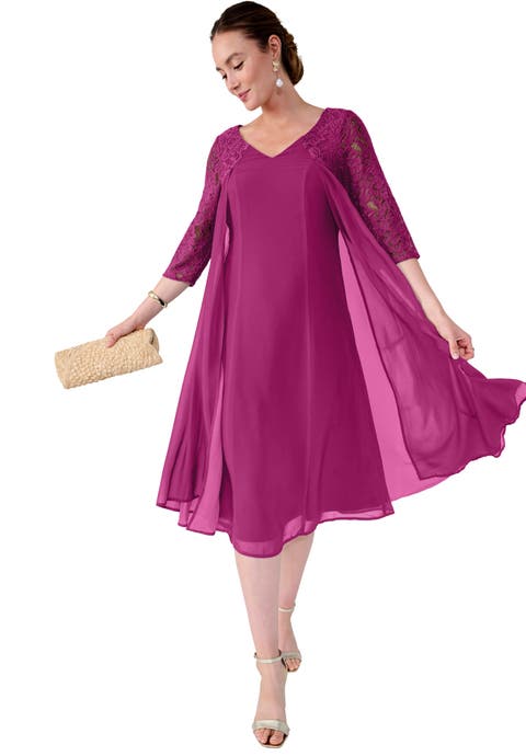A-line Lace Overlay Dress
