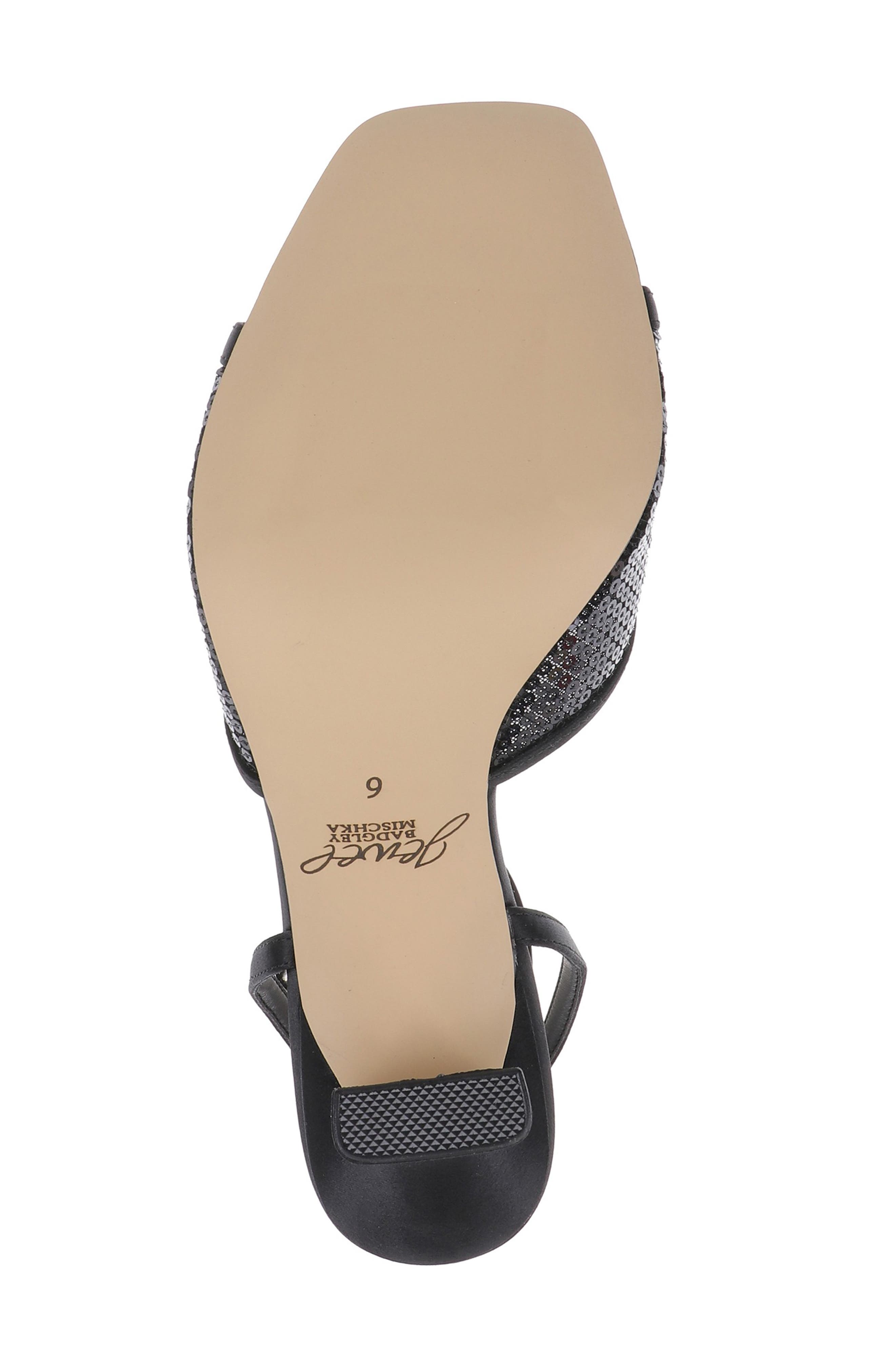 Jewel Badgley Mischka Zaha Ankle Strap Sandal, Alternate, color, Black Satin