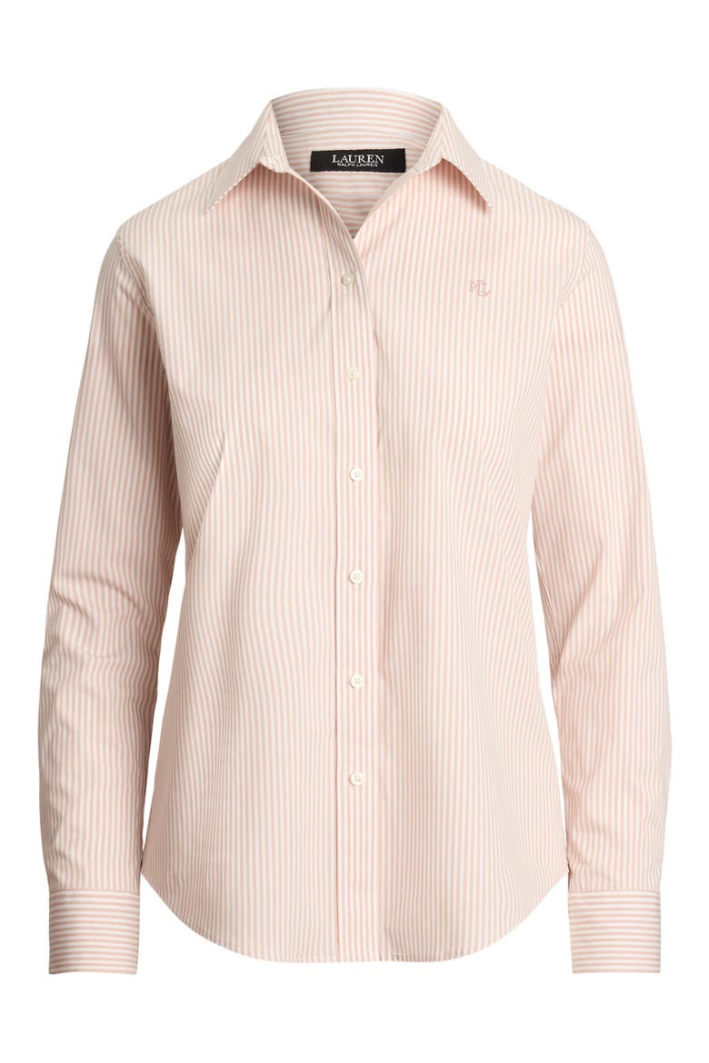 Stripe Stretch Cotton Button-Up Shirt, Alternate, color, SUNRISE BLUSH PINK/ WHITE