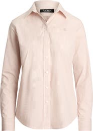 Lauren Ralph Lauren Stripe Stretch Cotton Button-Up Shirt