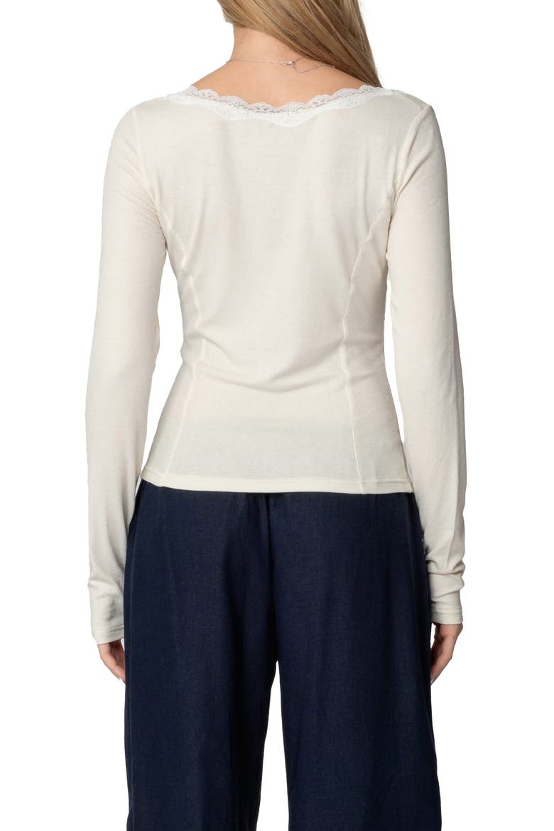 Mel Lace Trim Rib Top, Alternate, color, CREAM