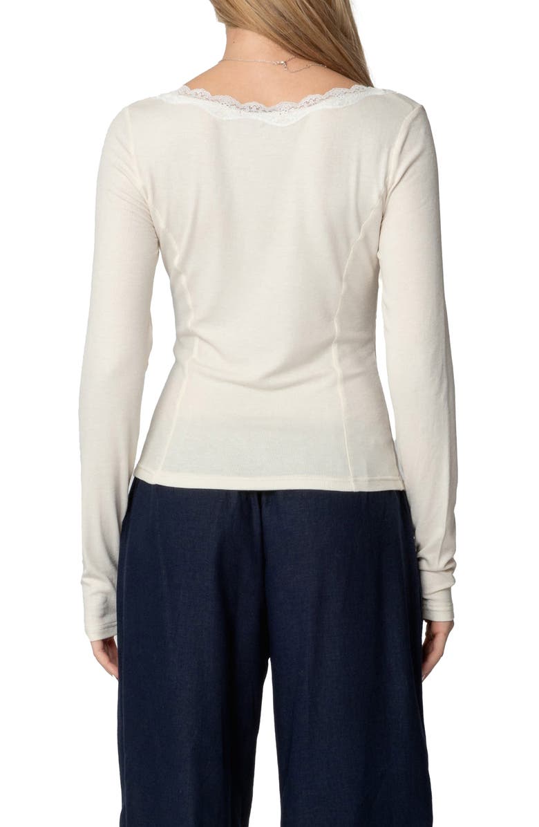 EDIKTED Mel Lace Trim Rib Top, Alternate, color, Cream