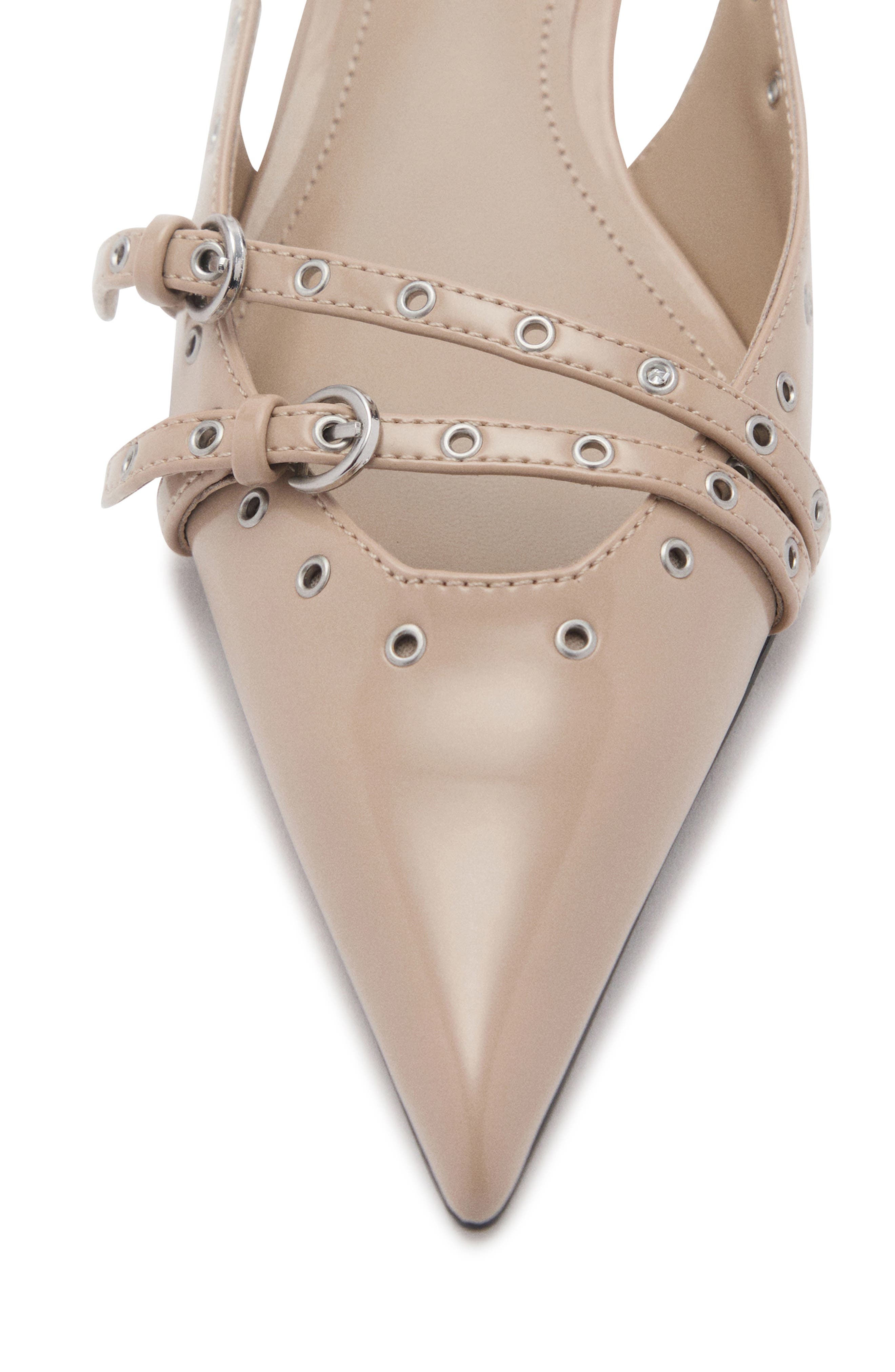 MANGO Grommet Pointed Toe Slingback Pump, Alternate, color, Ice Grey