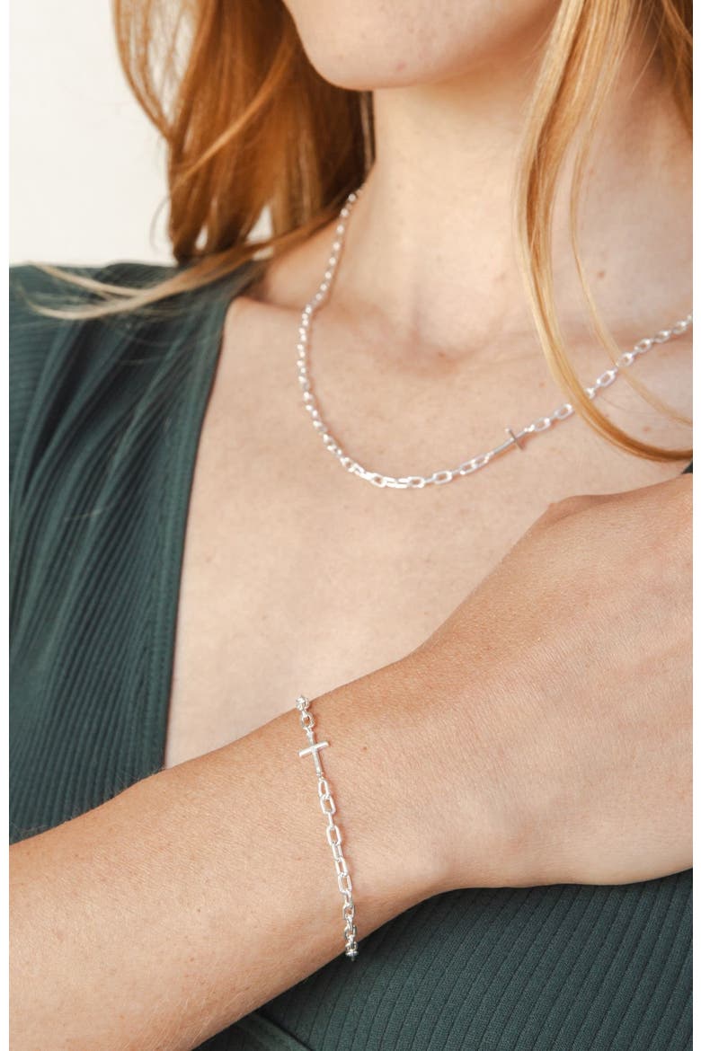 Mini Chain Breaker Cross Bracelet, Alternate, color, Sterling Silver