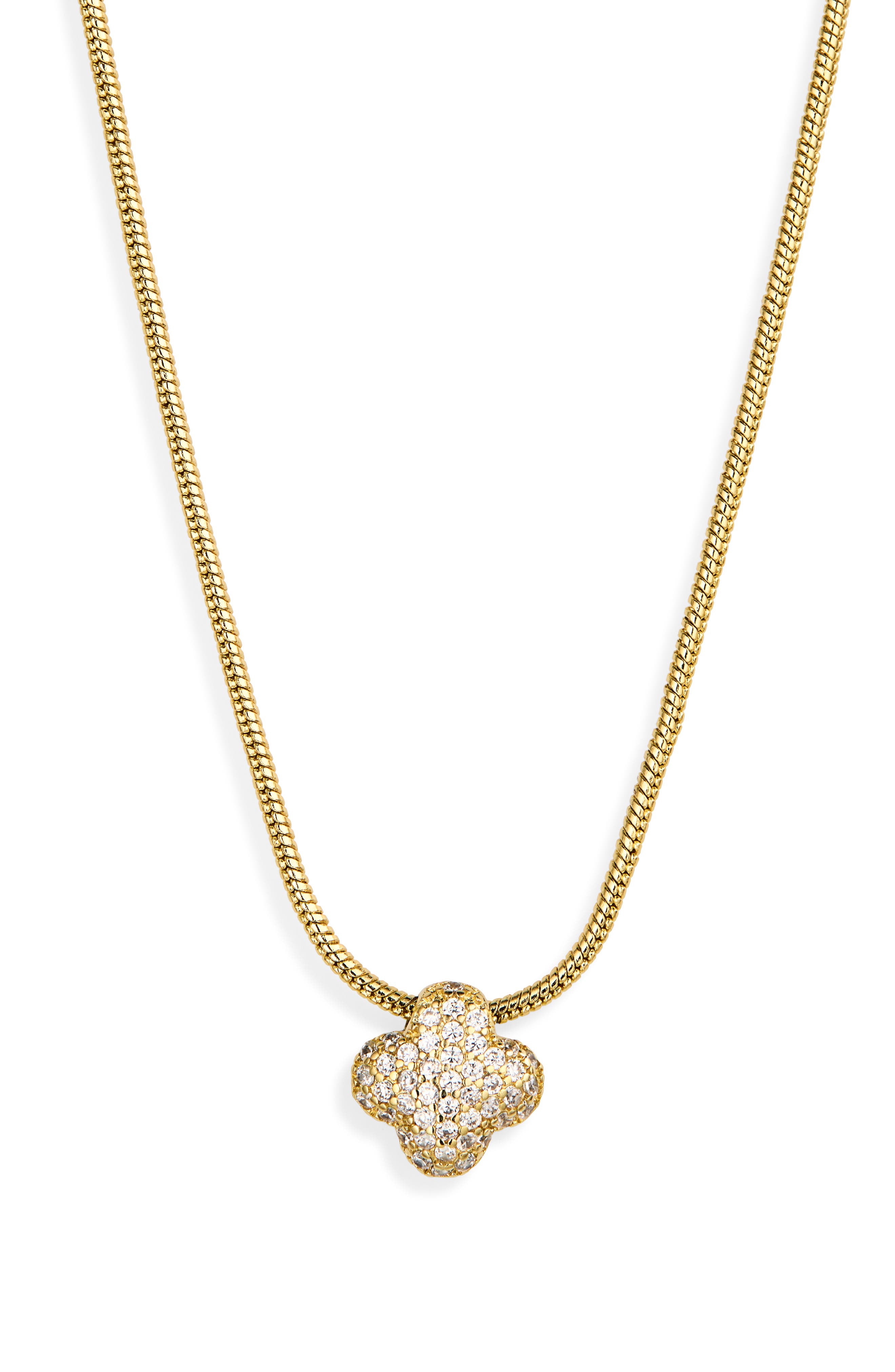 Pavé Bubble Clover Pendant Necklace