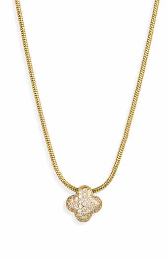 Pavé Bubble Clover Pendant Necklace