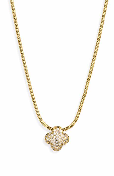 Pavé Bubble Clover Pendant Necklace