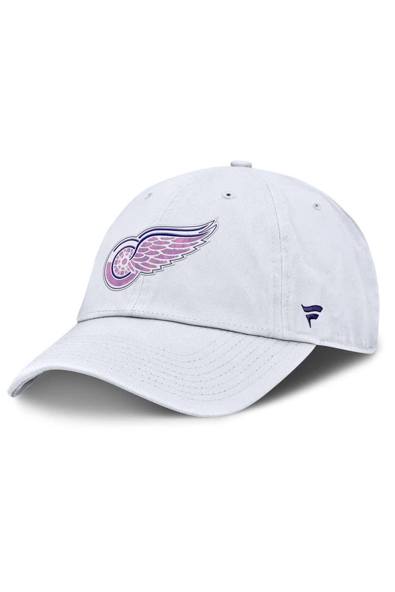 Men's Fanatics  White Detroit Red Wings Authentic Pro Hockey Fights Cancer Adjustable Hat, Alternate, color, White