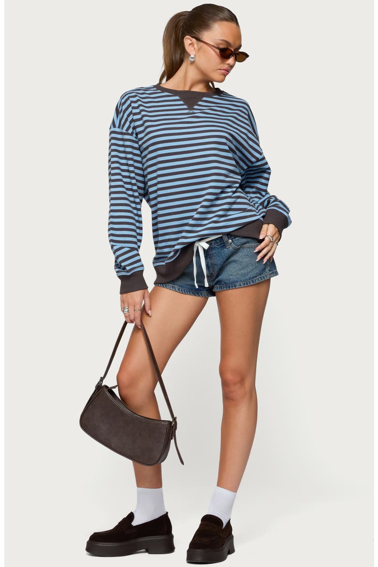 Onda Stripe Oversize Sweatshirt, Alternate, color, BLUE