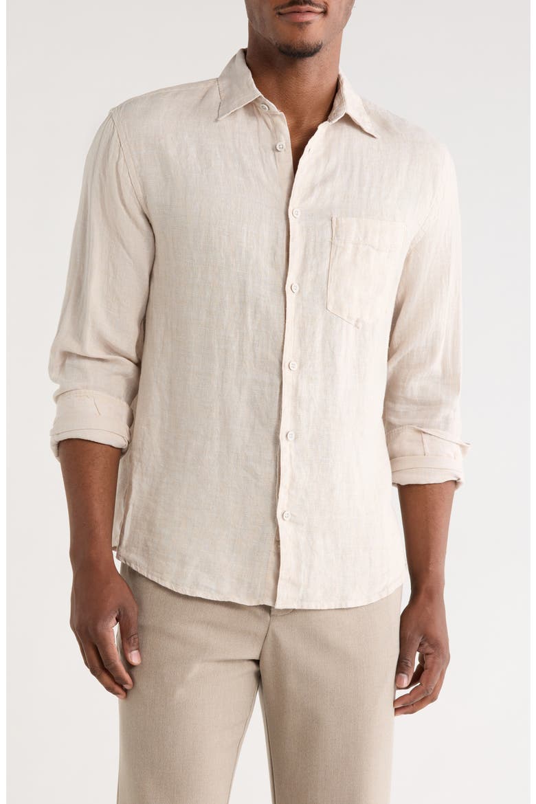 Shaker Linen Long Sleeve Button-Up Shirt, Main, color, SHAKER BEIGE