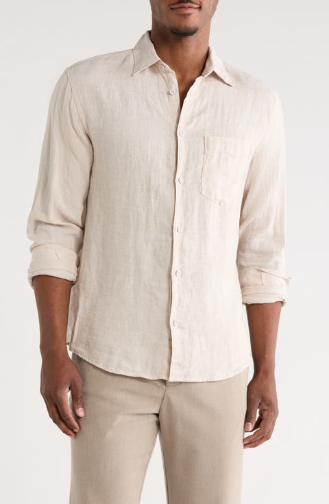 Shaker Linen Long Sleeve Button-Up Shirt