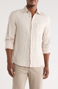 DENIM AND FLOWER Shaker Linen Long Sleeve Button-Up Shirt