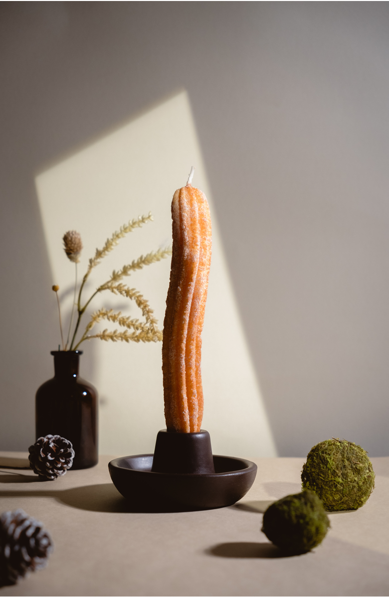 Southlake gifts Churros Taper Candle Set with Holder, Alternate, color, Churro Brown