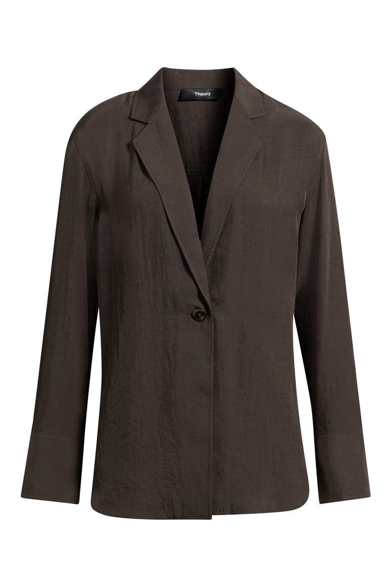 Washed Twill One-Button Blazer Shirt, Alternate, color, DARK BROWN - D1S