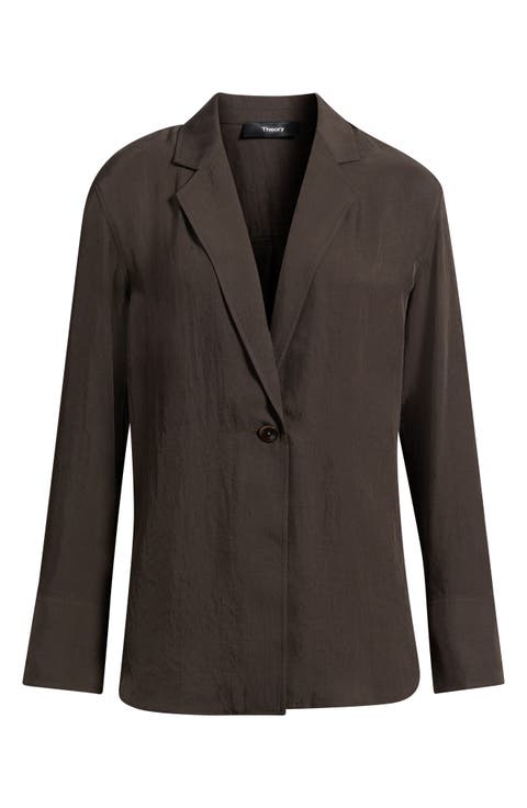 Washed Twill One-Button Blazer Shirt