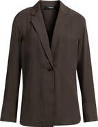 Theory Washed Twill One-Button Blazer Shirt