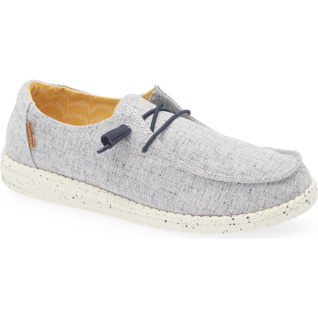 Hey Dude Wendy Chambray Slip-on Moc Toe Shoe In White Blue