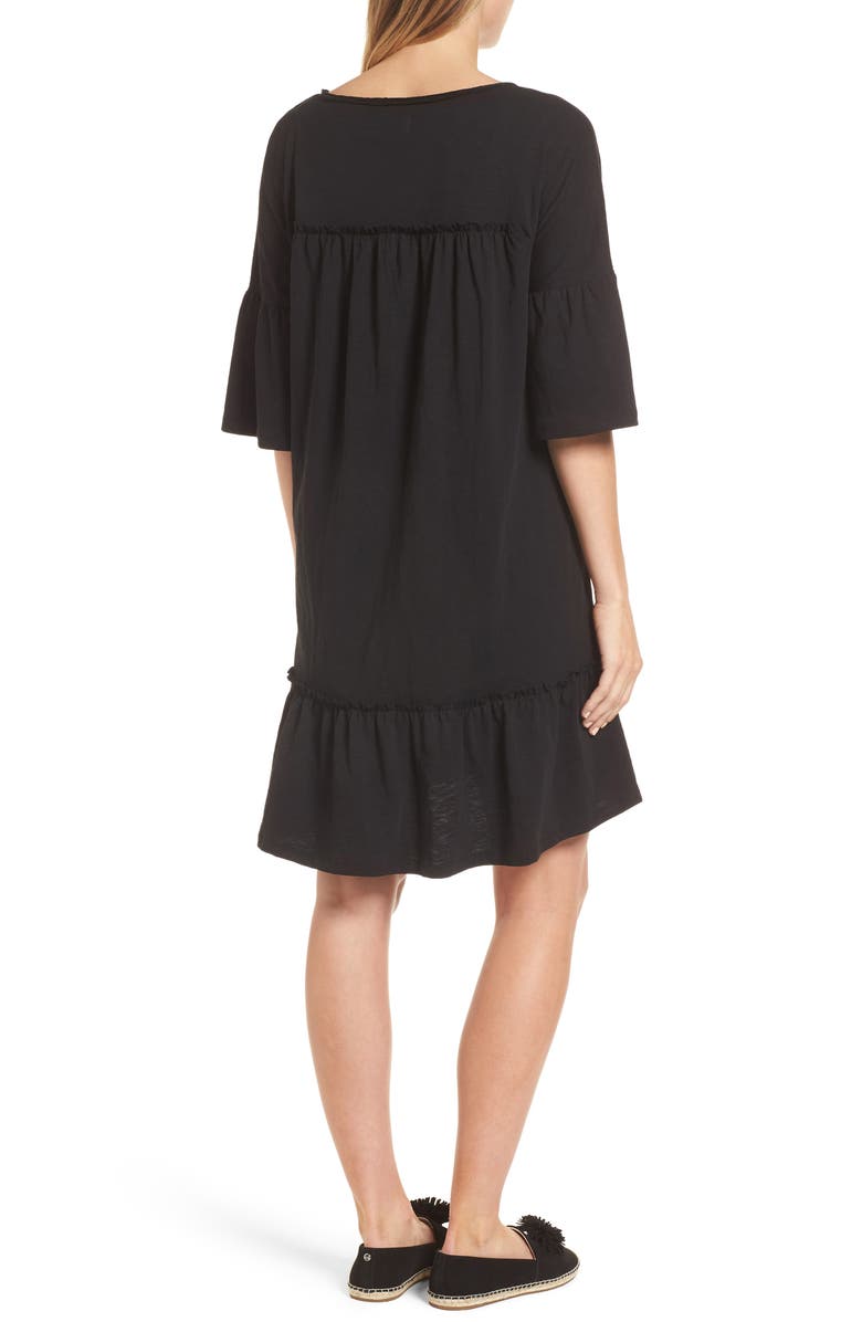 Caslon<sup>®</sup> Ruffle Sleeve Cotton Dress, Alternate, color, 