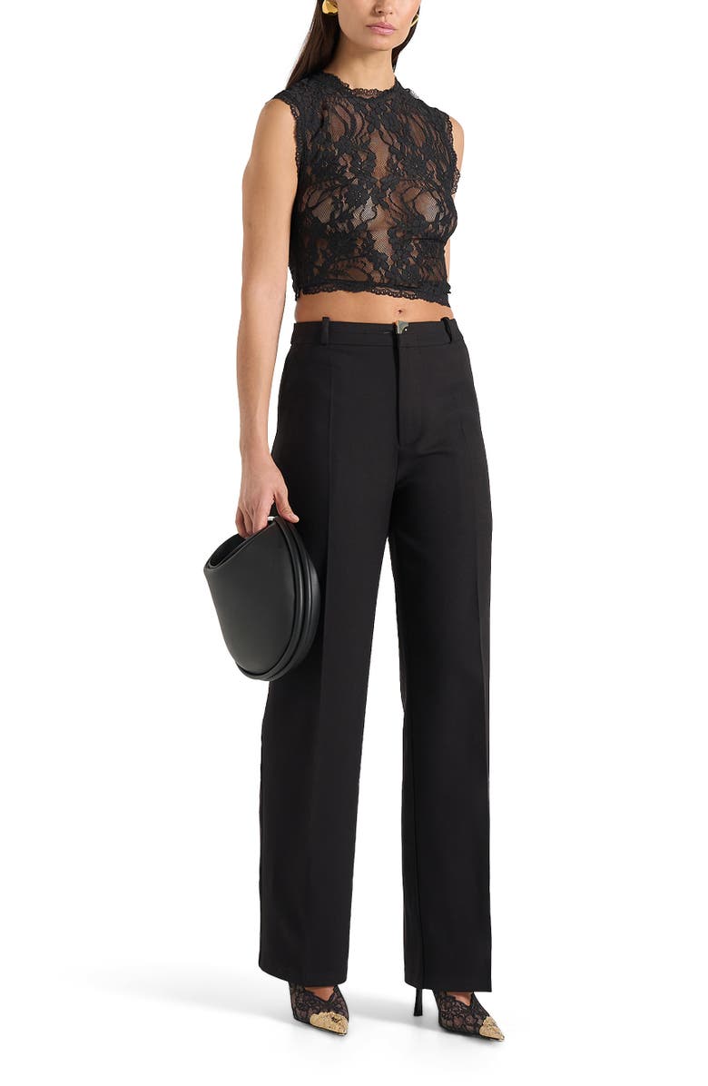 Manière De Voir Doria Tailored Trousers With Waistband Detail, Alternate, color, Black