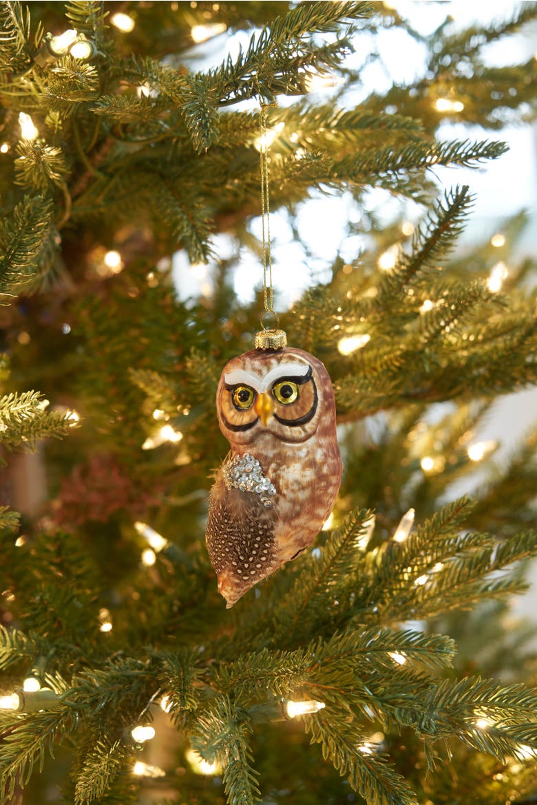 Blown Glass Owl Ornament, Alternate, color, Gray
