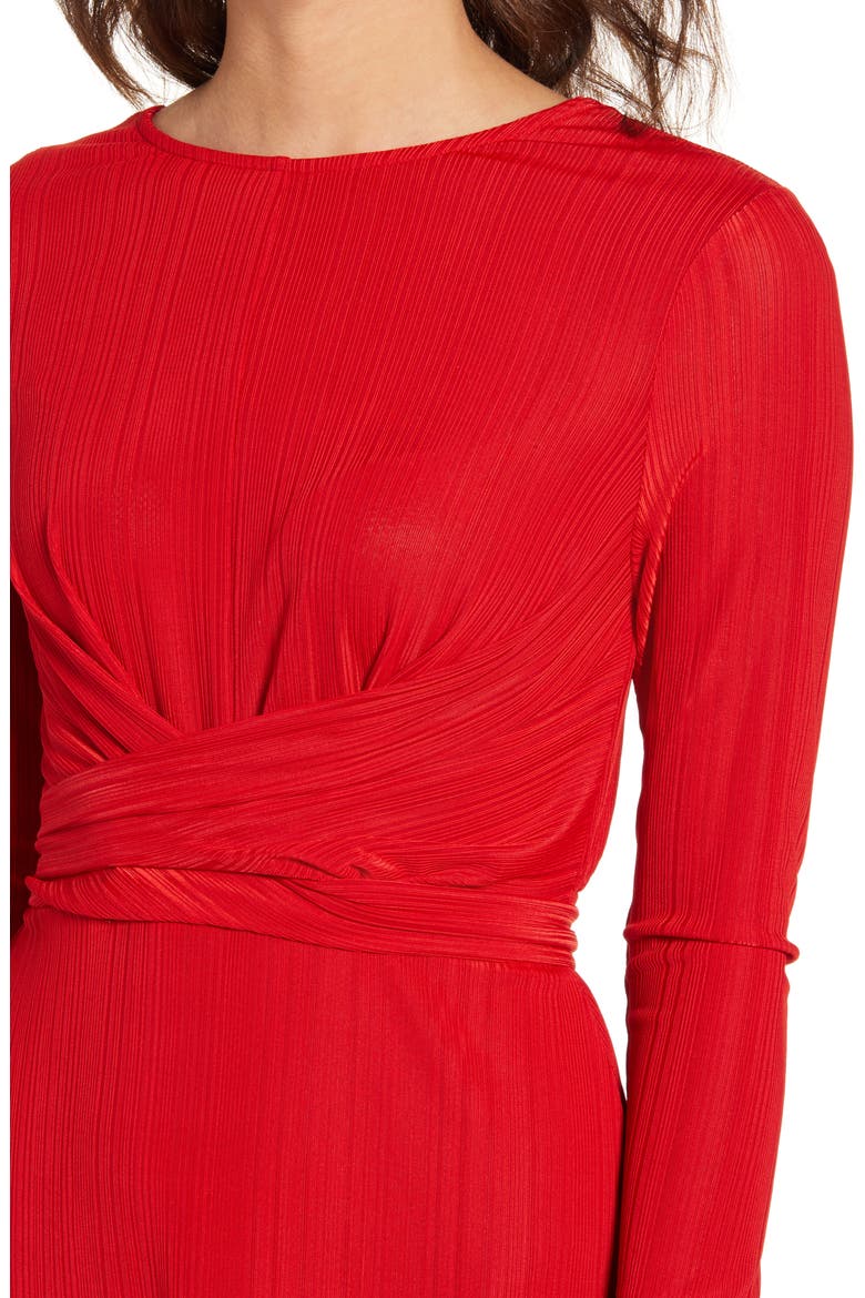 Faith Long Sleeve Tie Waist Minidress, Alternate, color, RED