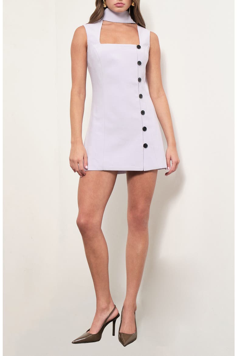 Tommy Mock Neck Sash Button-Up Minidress, Main, color, LILAC