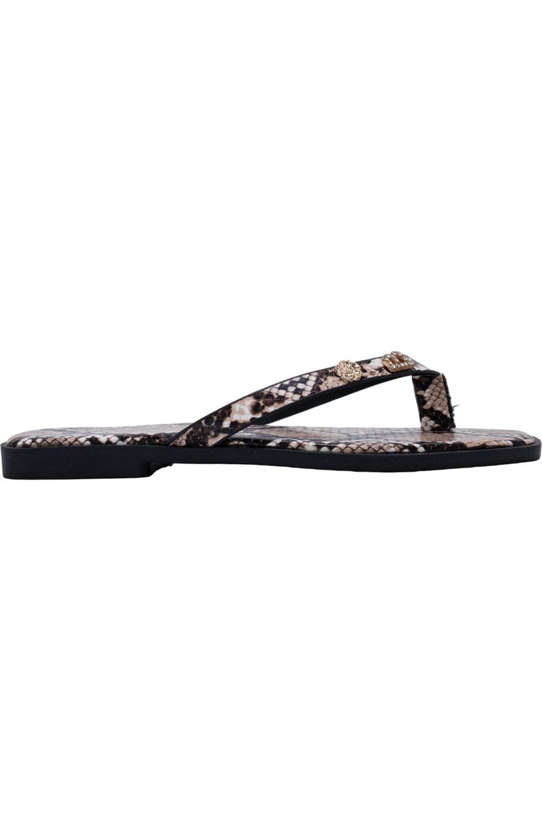bebe Python Embossed Thong Sandal, Alternate, color, Black Multi