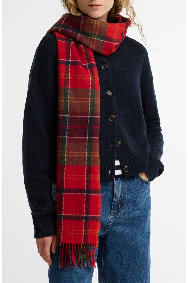 Serena Tartan Lambswool Scarf, Main, color, CARDINAL/ CLASSIC TARTAN