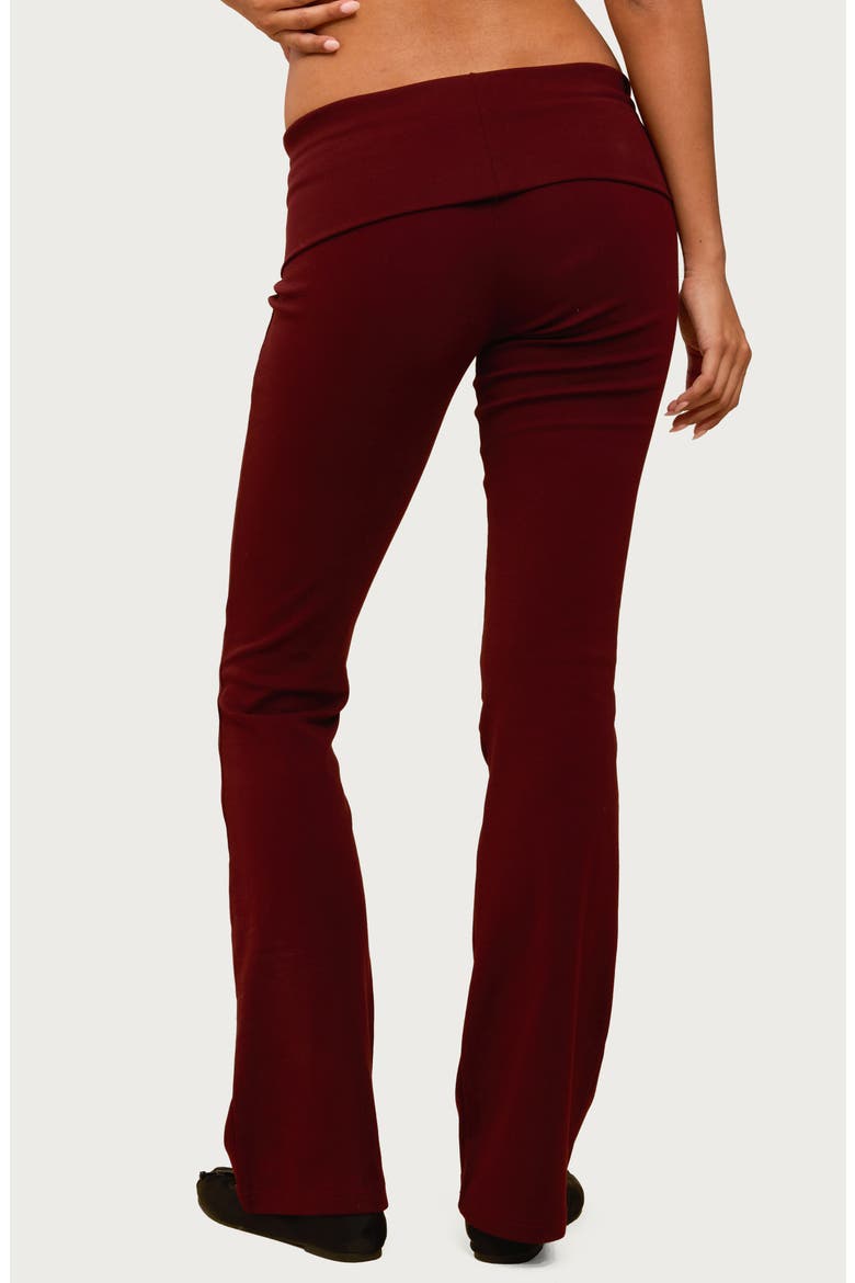 Ivanne Foldover Stretch Cotton Flare Pants, Alternate, color, BURGUNDY