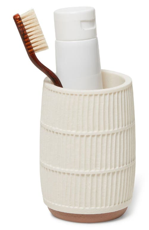 Roselli Trading Company Texture Toothbrush Tumbler In Cream
