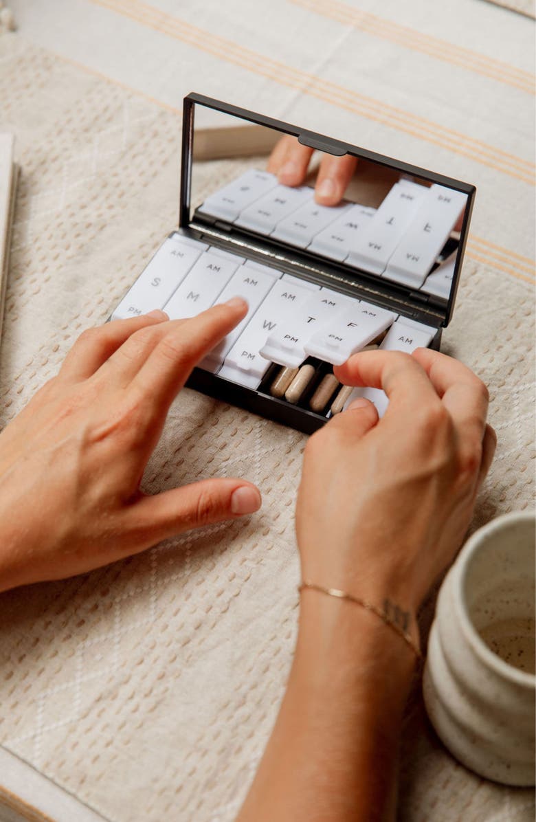 PORT AND POLISH AM & PM Pill Box, Alternate, color, Black