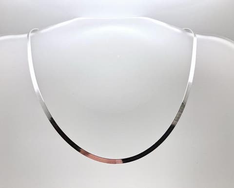 Solid Sterling Silver Flat Necklace