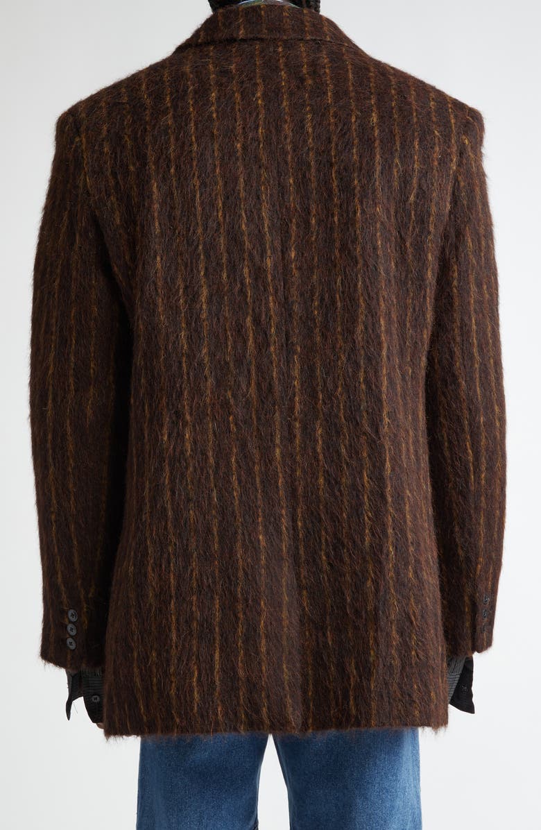 Martine Rose Stripe Wool Blend Double Breasted Short Coat, Alternate, color, 