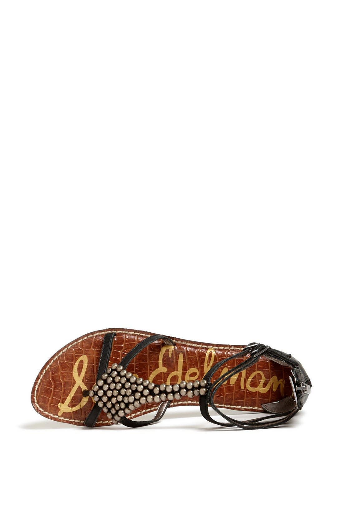 'Ginger' Gladiator Flat, Alternate, color, BLACK LEATHER