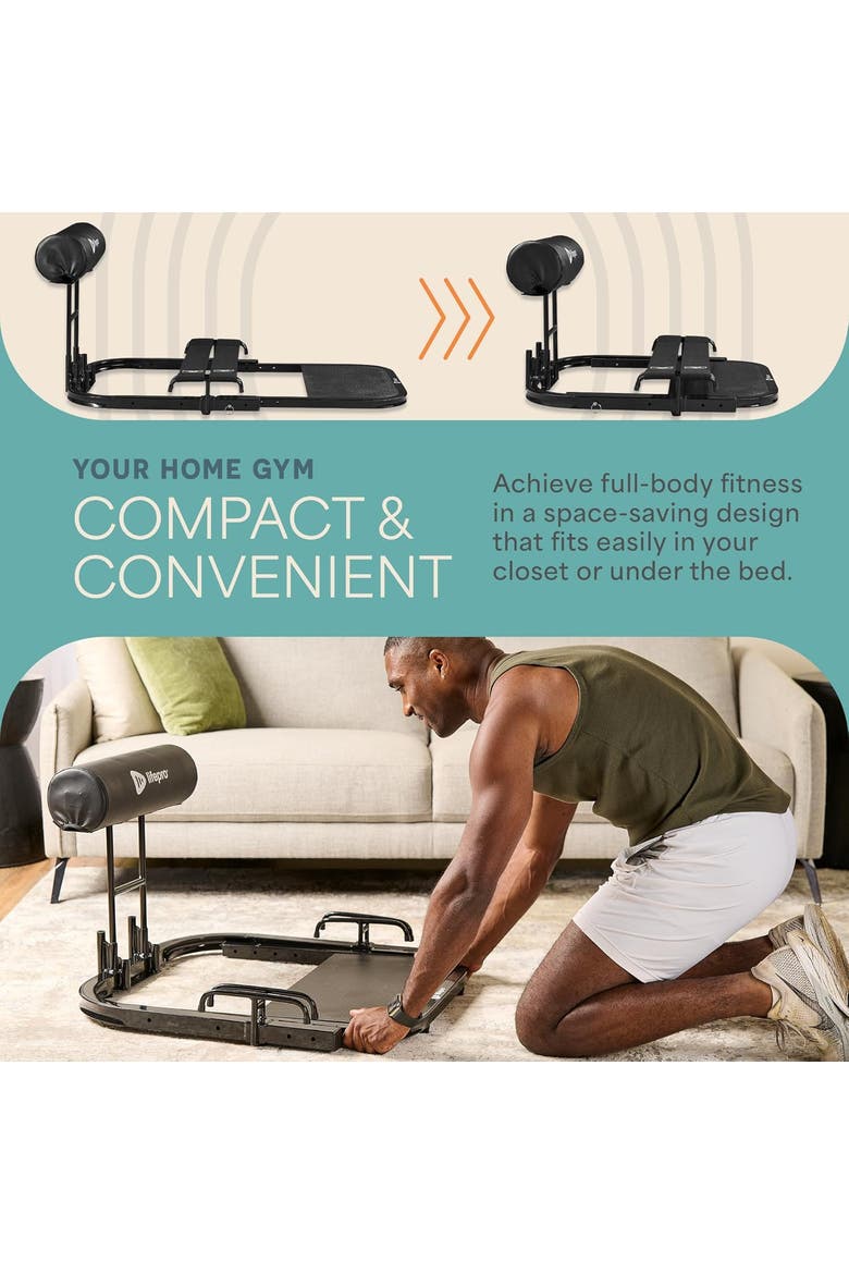 Hip Thrust Machine  Adjustable Glutes Workout Equipment for Home GluteBlast Foldable Sissy Squat Machine Bench, Alternate, color, Lite Black