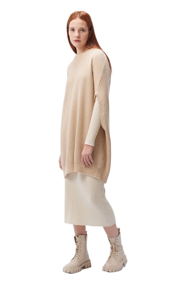 GOBI Mongolian Cashmere Cashmere Cocoon Sweater, Alternate, color, Beige