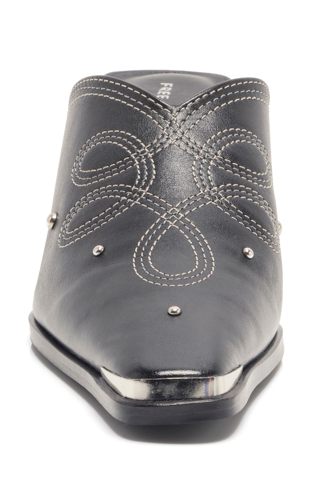 Free People Roxi Western Mule, Alternate, color, Black Leather