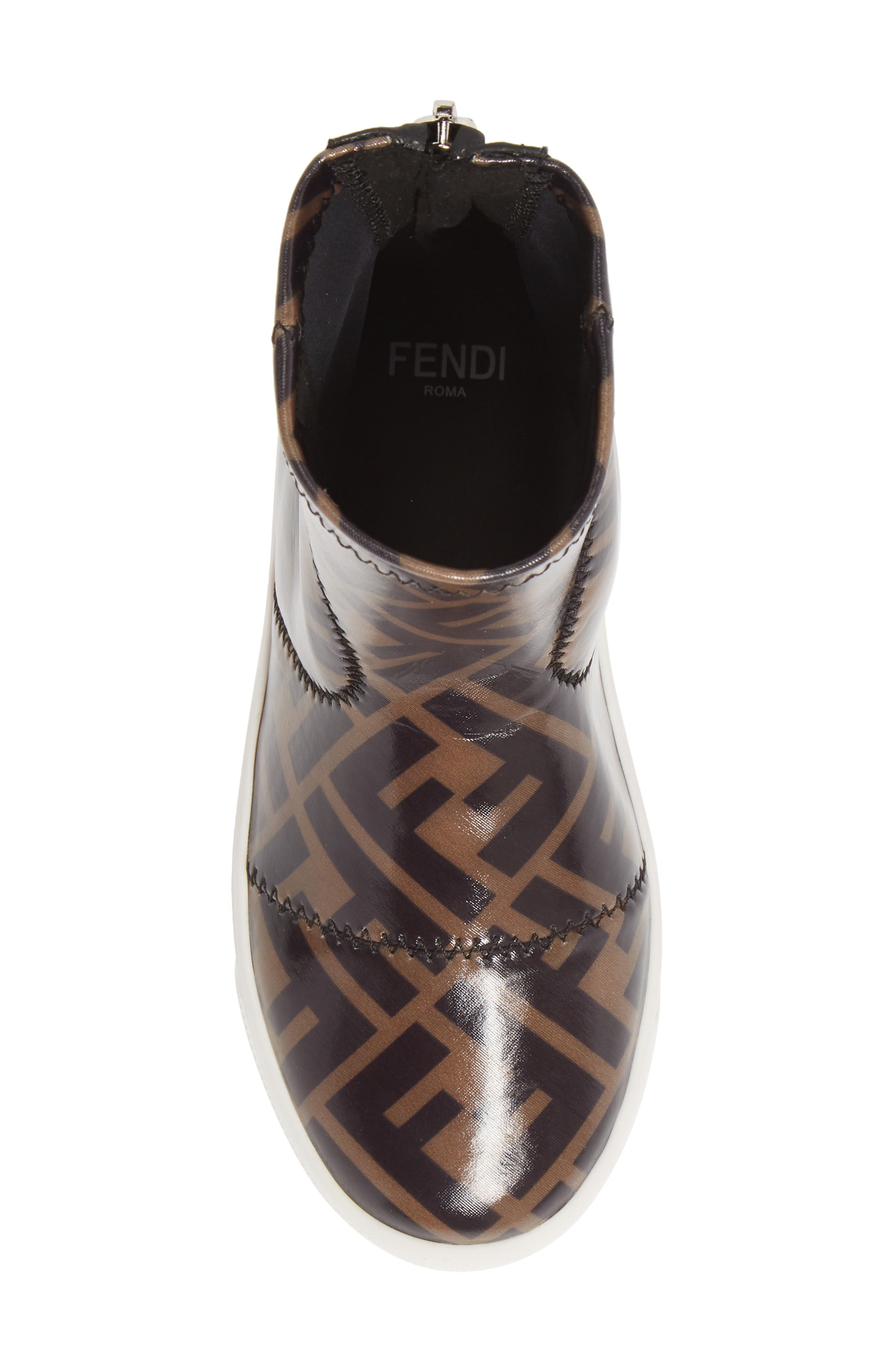 FF Logo Waterproof Rain Boot, Alternate, color, BROWN PRINT