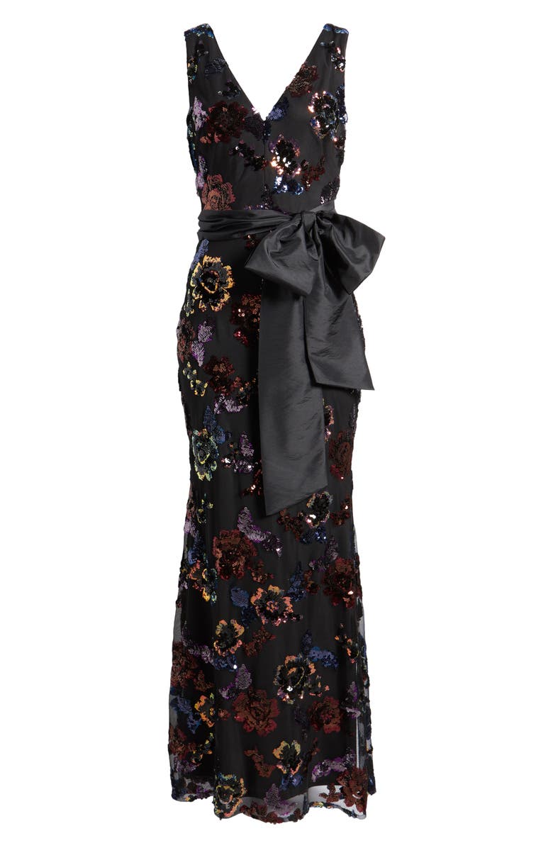 Eliza J Sequin Satin Bow Mermaid Gown, Alternate, color,