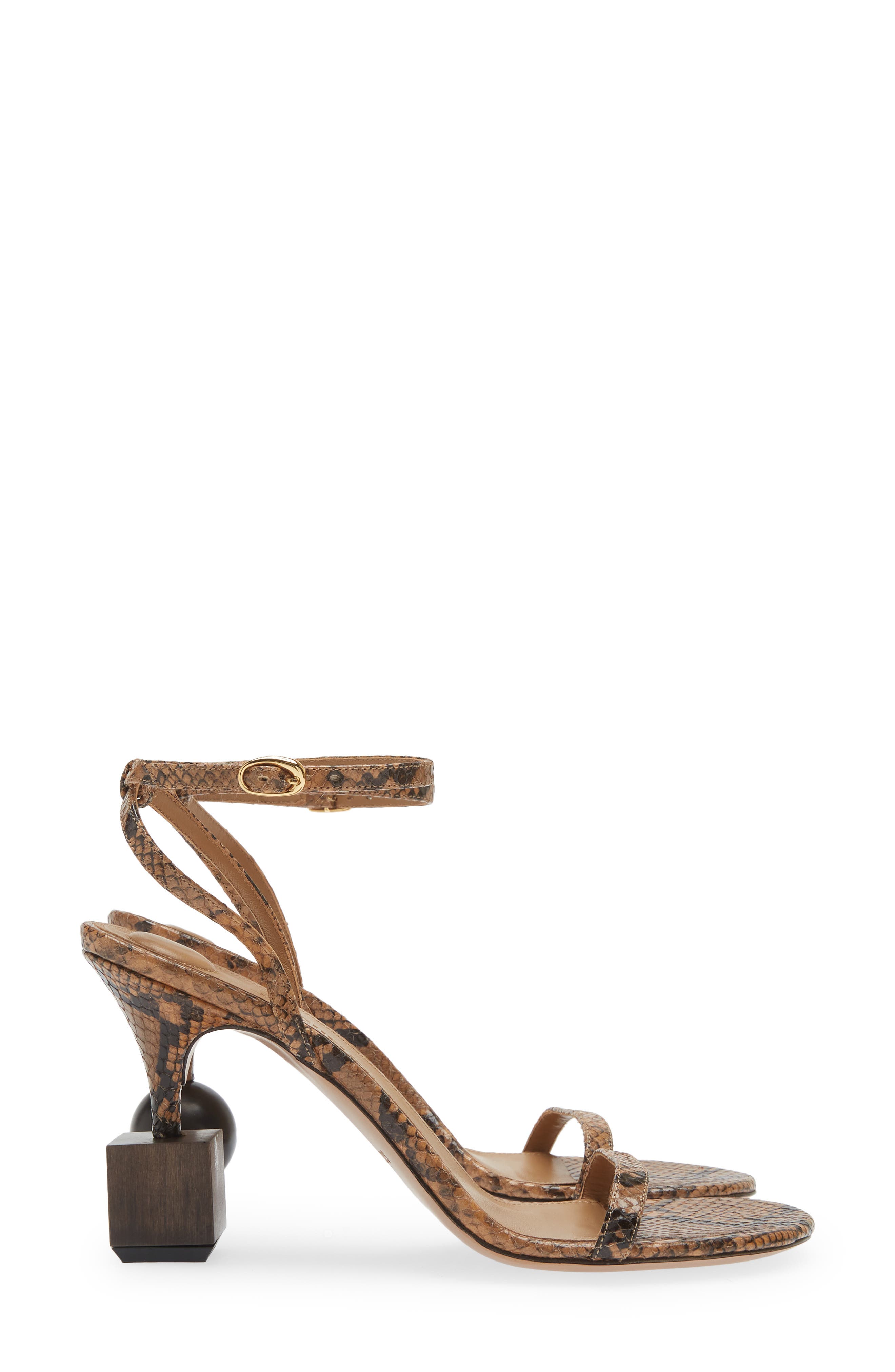 Jacquemus Les Sandales Bisou Mismatched Snakeskin Embossed Ankle Strap Sandal, Alternate, color, 