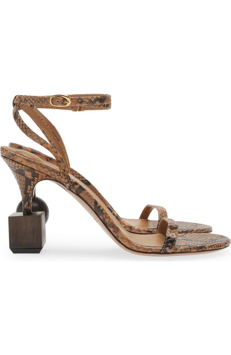 Jacquemus Les Sandales Bisou Mismatched Snakeskin Embossed Ankle Strap Sandal, Alternate, color,