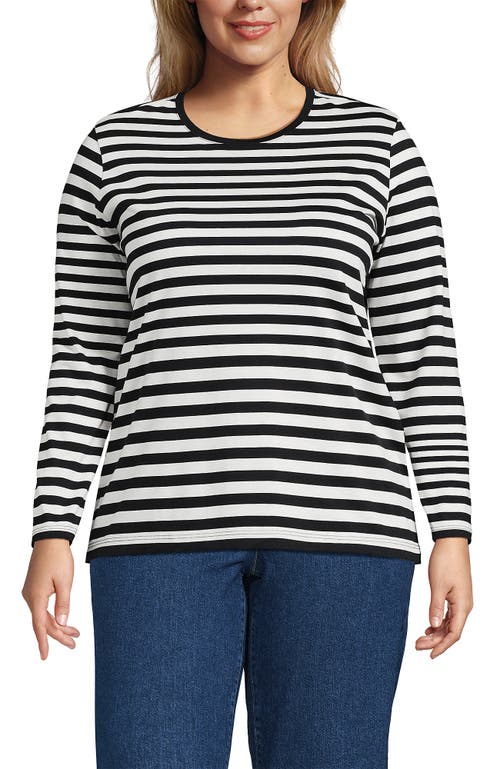 Lands' End Plus Size Relaxed Supima Cotton Long Sleeve Crew Neck T-shirt In Brown