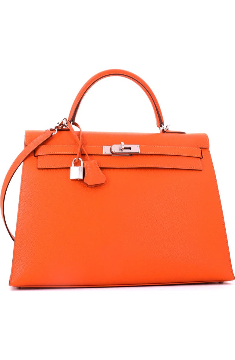 Pre-Owned Hermes Kelly Handbag Orange Epsom with Palladium Hardware 35, Alternate, color, Feu