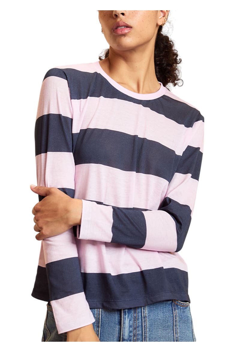 Long Sleeve Everyday Tee, Main, color, Pink/Navy
