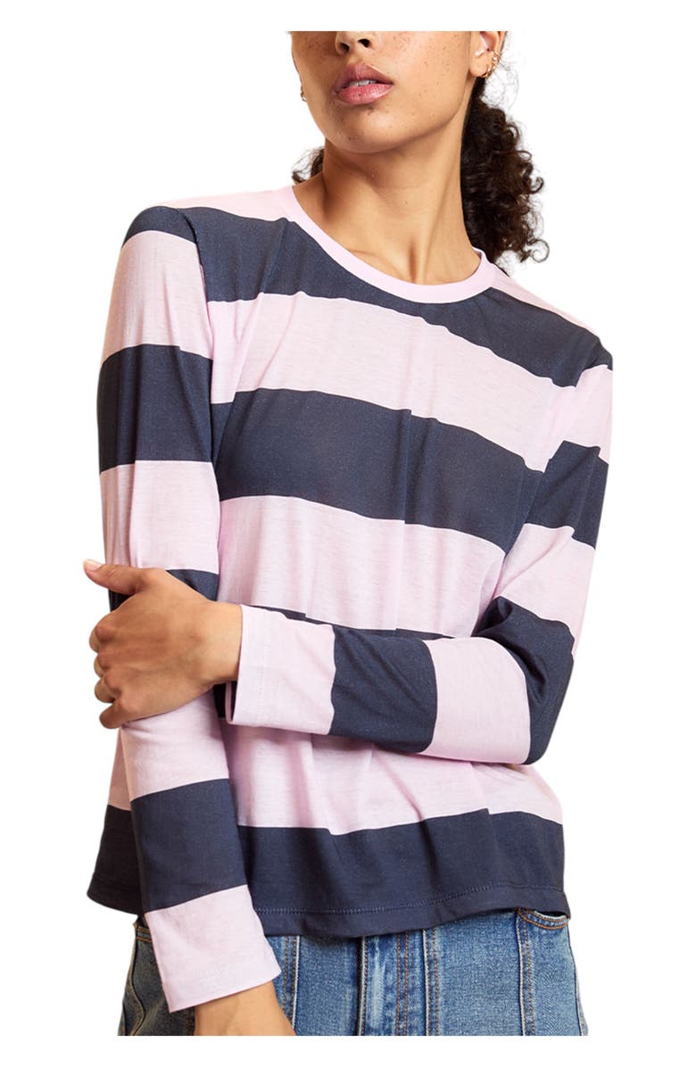 Cynthia Rowley Long Sleeve Everyday Tee, Main, color, Pink/Navy