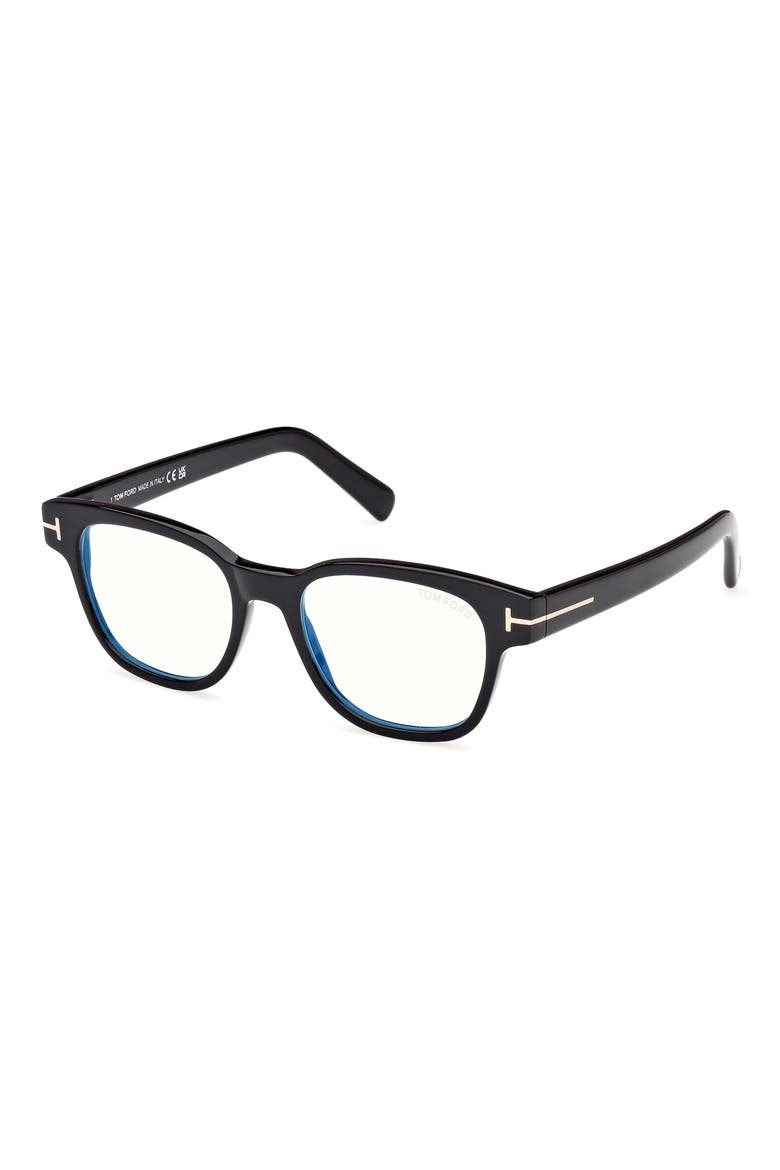50mm Square Blue Light Blocking Glasses, Alternate, color, BLACK ECO / T LOGO